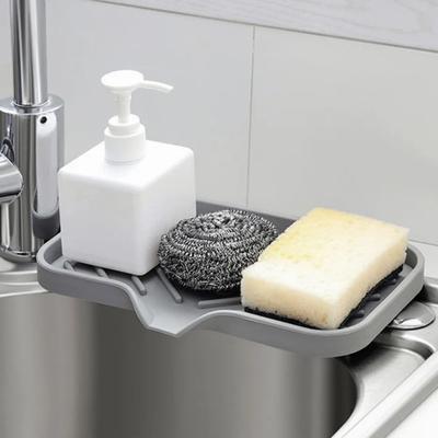 Силиконовый коврик для сушки кухонной раковины, пищевой, нескользящий, подставка для губки/скребка, мыльница, органайзер для раковины в ванной, защита от брызг воды, дренажный коврик