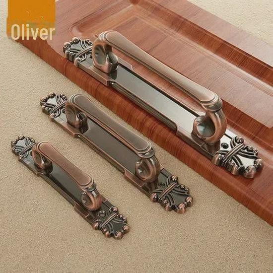 European Antique Copper Double Door Handle - Exposed & Invisible Design