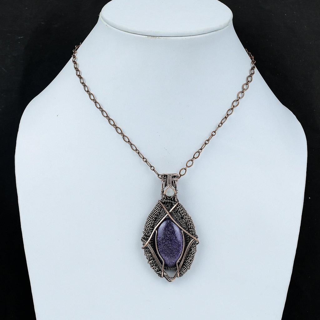 Пурпуритовый кулон, медная проволока, кулон, Радужный лунный камень, проволочная обертка, ювелирные изделия, уникальный кулон из медной проволоки, драгоценный камень, кулон ручной работы, подарок