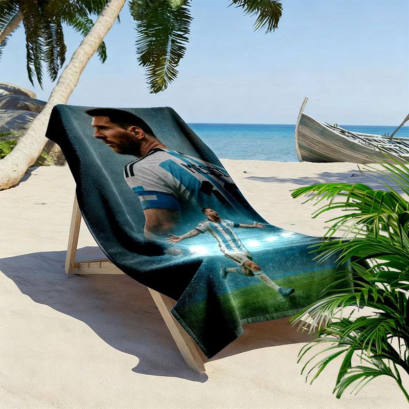 Пляжное полотенце Messi Valor Print, Большое мягкое быстросохнущее полотенце для пляжа, кемпинга, плавания