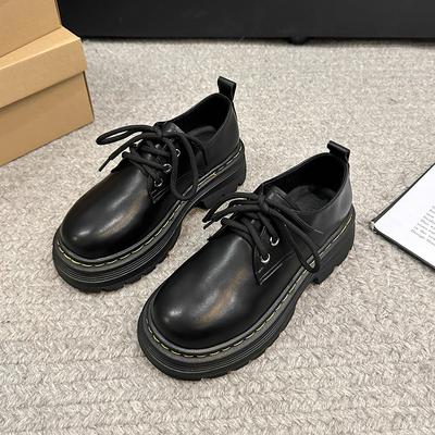 Лоферы на платформе женские британские туфли на шнуровке в стиле академии Martin Small Leather Shoes