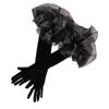 Elegant Long Gloves Elastic Wedding Bridal Gloves Fashion Ruffles Velvet Mittens  Banquet