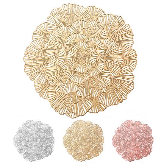 Flower Shape Hollow Placemat PVC Reusable Practical Cup Table Mat for Dining