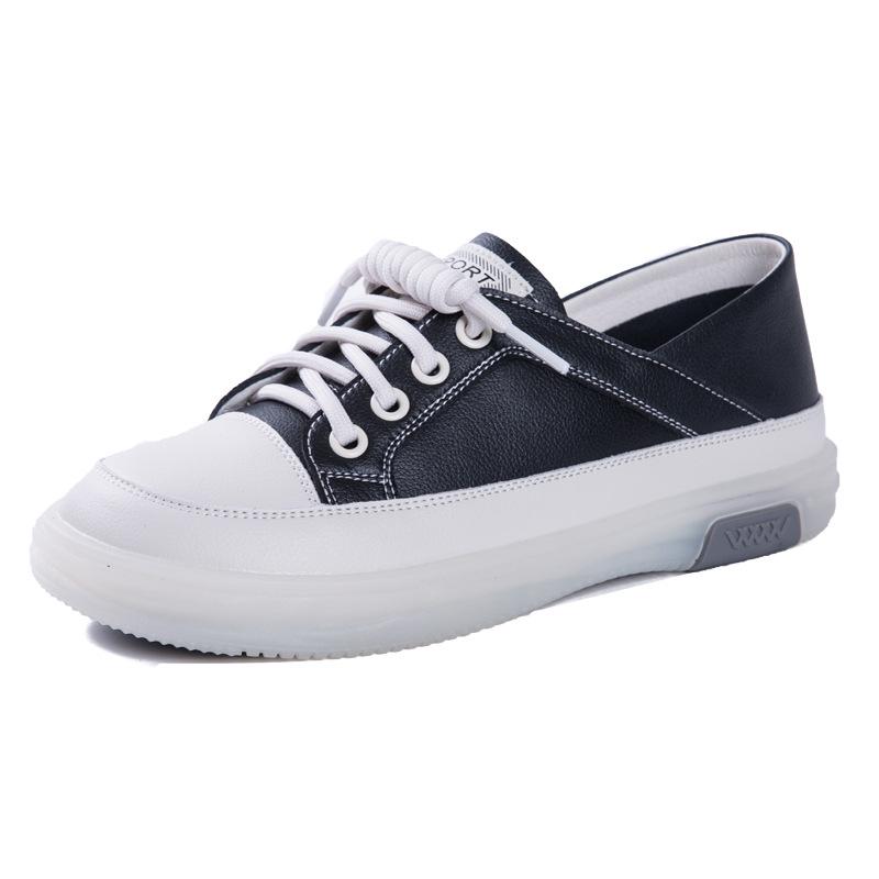 2025 Women's Genuine Leather White Sneakers: Breathable, Soft Cowhide Sole, Versatile Two-Wear Design for Spring & Summer.