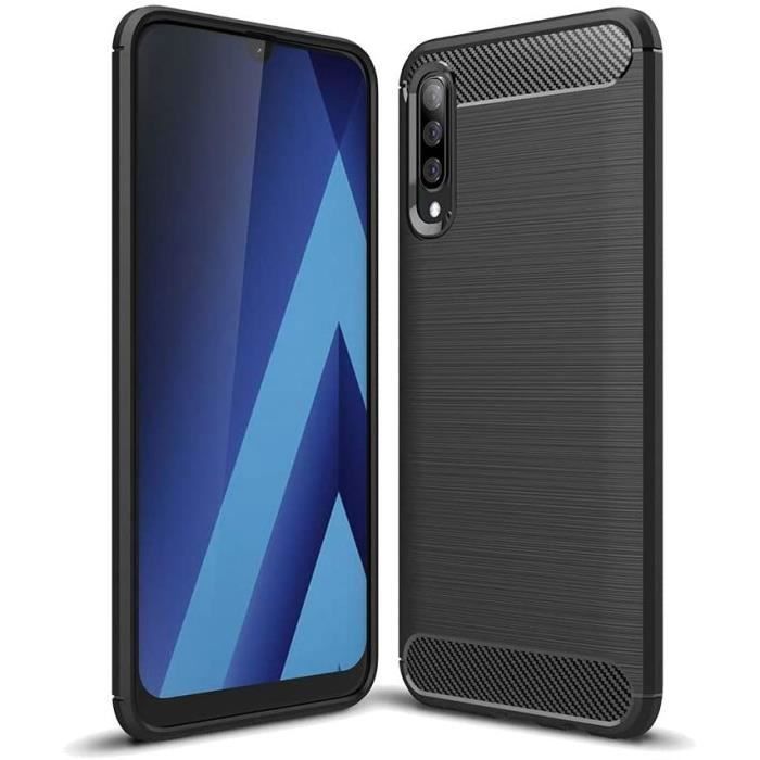 Coque de protection - PROSHOP - Samsung Galaxy A70 - Effet carbone - Anti-choc - Noir