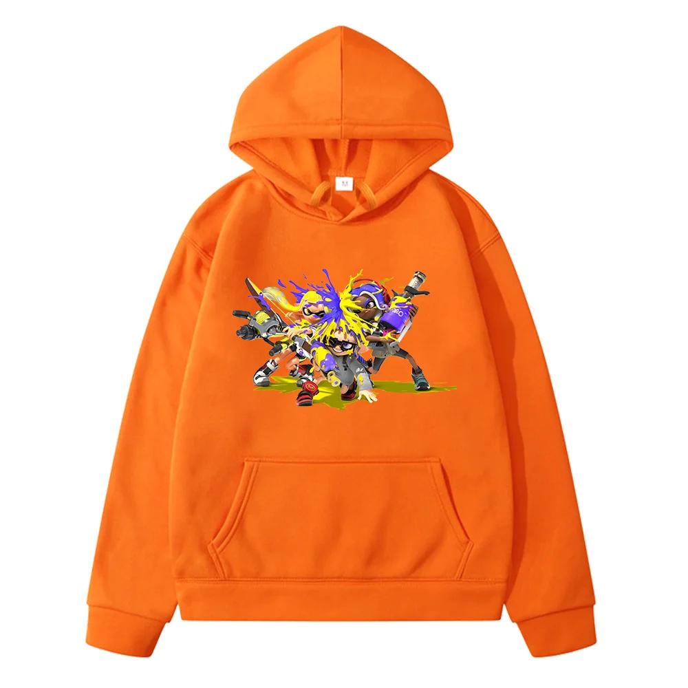 Splatoon 3 Game Cartoon Hoodies Sudaderas Long Sleeve Boys Girls Winter Sweatshirts Hooded Soft Children Kawaii Clothing Casual pullover