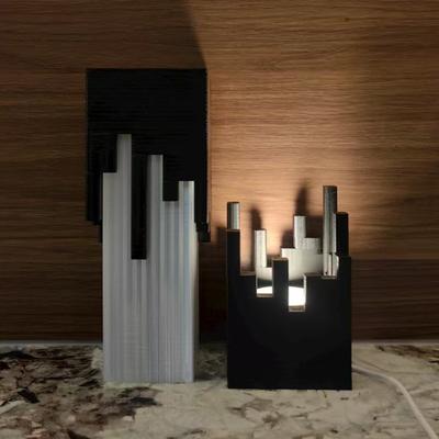 Футуристический ночник, 3D-печатная киберпанк светодиодная настольная лампа с пультом дистанционного управления, современная декоративная прикроватная лампа, подарок для энтузиастов киберпанка