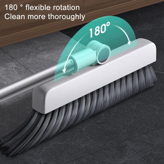 Broom with Dustpan Combo Set 3-in-1 Cleaning Tool Adjustable Long Handle Self-Cleaning Dustpan Teeth Indoor Outdoor Push Broom Dustpan Set