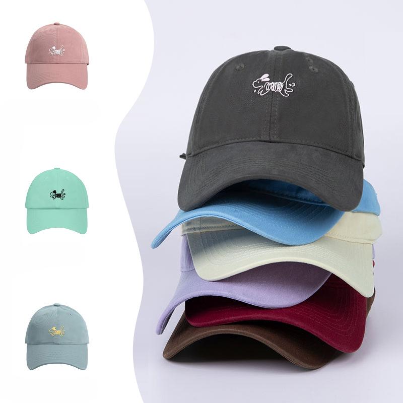 New Cartoon Lazy Puppy Versatile Embroidered Baseball Cap Showing Off The Face of A Small Big Head Circumference Sun Shading Baseball Cap
