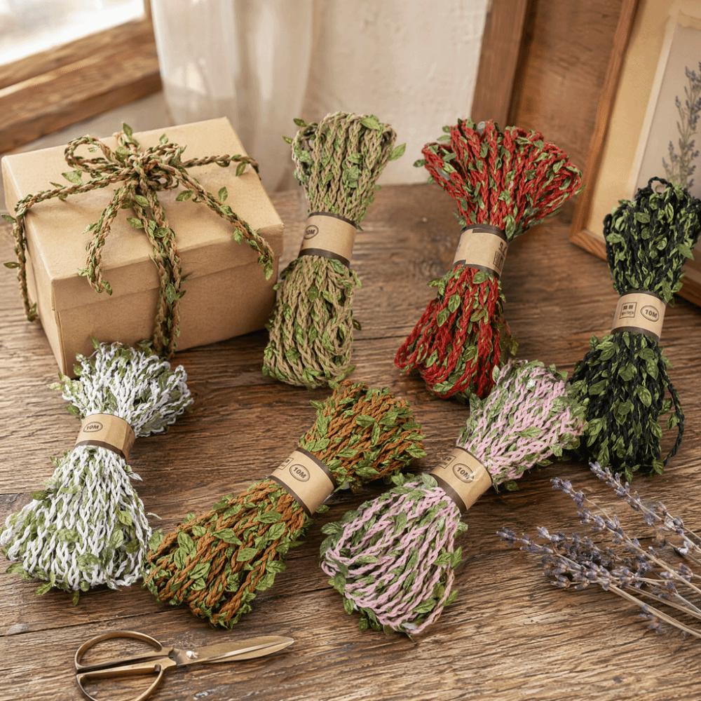 Vine Style Burlap Leaf Ribbon Hanging Design Jute Twine Rope Hemp Rope Twine Wedding Party Decor