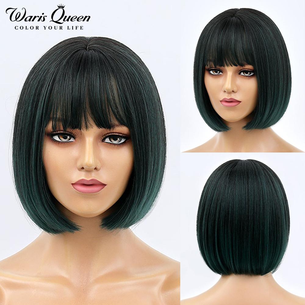 Blonde Red Short Bob Wig Synthetic Wig For Women With Bangs Lolita Cosplay Party Natural Hair Heat Resistant Fiber Wigs