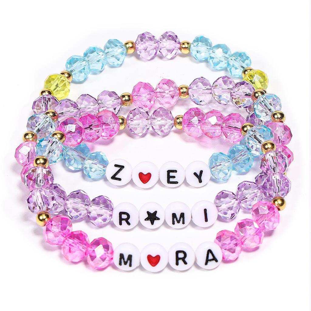 Glass Beaded Crystal Bracelet Set for Girls - K-pop Inspired Stackable Jewelry Gift
