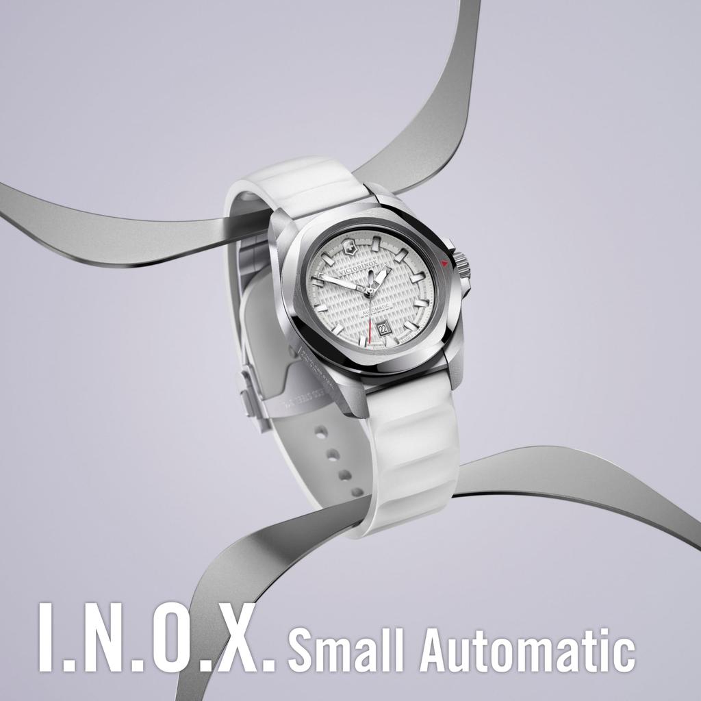 Victorinox SmallAuto Автоматические Белые Белые Резиновые 100м Водонепроницаемые Ударопрочные Взаимозаменяемые Швейцарские Inox I.N.O.X. Женские часы, 32 мм, Циферблат, Ремешок, Аналоговые,