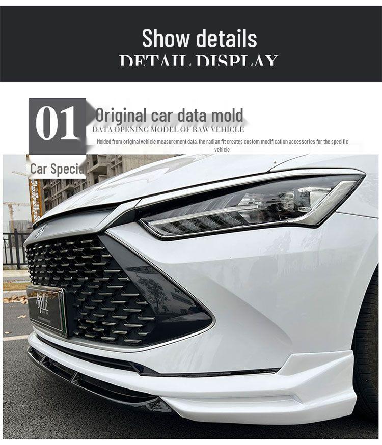 Обвес BYD Qin Plus Dmi/EV Стиль EFG: Нижние передний и задний спойлеры, Боковые юбки, Заднее антикрыло с подсветкой
