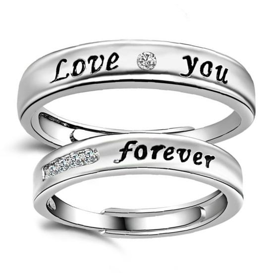 Love You Forever со стразами для влюбленных, пара обещаний, набор колец на палец, подарок для ювелирных изделий