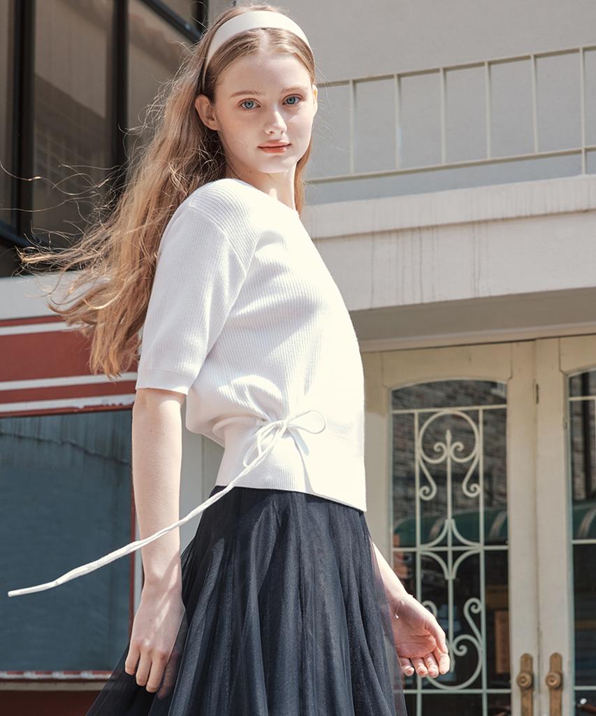 ZEROSTREET [2 Colors] Ribbed Cut-Out Wrap Knit