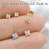 Titanium G23 ASTM F136 Push-in Labret Stud with Inlaid Zircon for Ear Cartilage Piercing