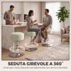 PU Leather Bar Stool with Adjustable Height. 360 Swivel and Soft Seat. White