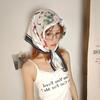 Spotted Dog Flower Printed Scarf Breathable Bandana Head Scarf Elegant Silk Satin Turban  Girls