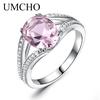 Solid 925 Sterling Silver Rings For Women Silver 925 Ring Pink Morganite Gemstone Ring