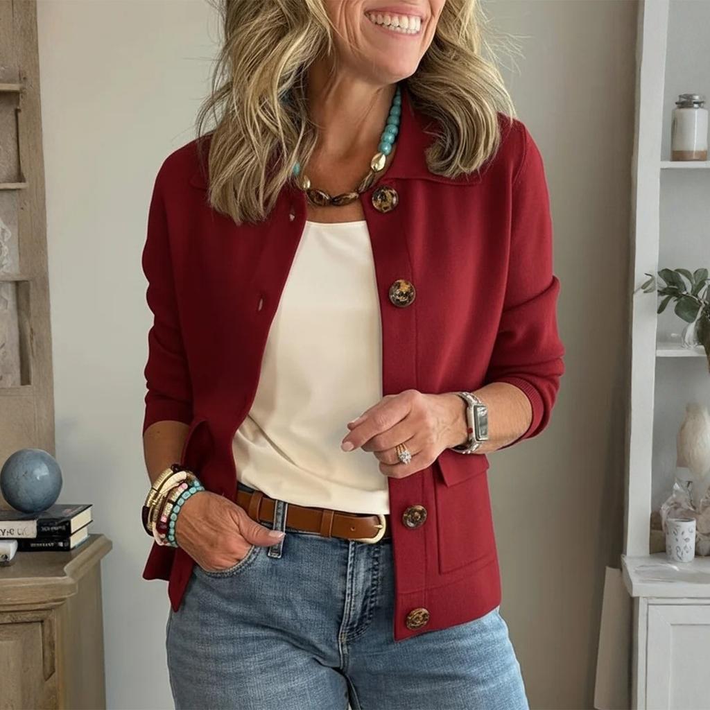 Женская модная однотонная куртка с воротником, длинными рукавами, пуговицами и карманом