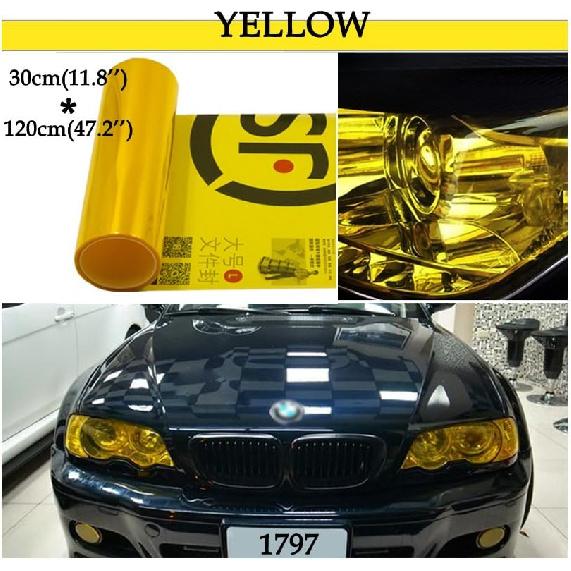 Car Light Tint Film Headlight Fog Light Taillight Yellow Tinted Vinyl Tail Back Color Sticker Self Adhesive Shiny Chameleon Accessories Parts 48 inch