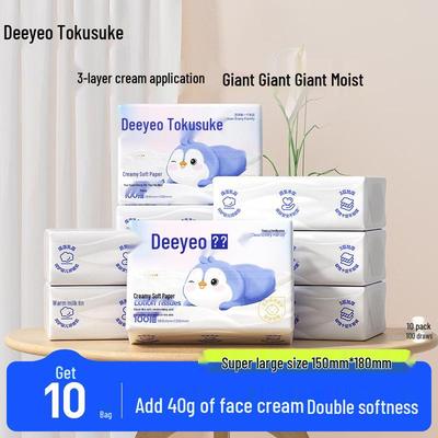 DeYou Кремовые Нежные Детские Салфетки для Лица (100 вытягиваний x 10 пачек)