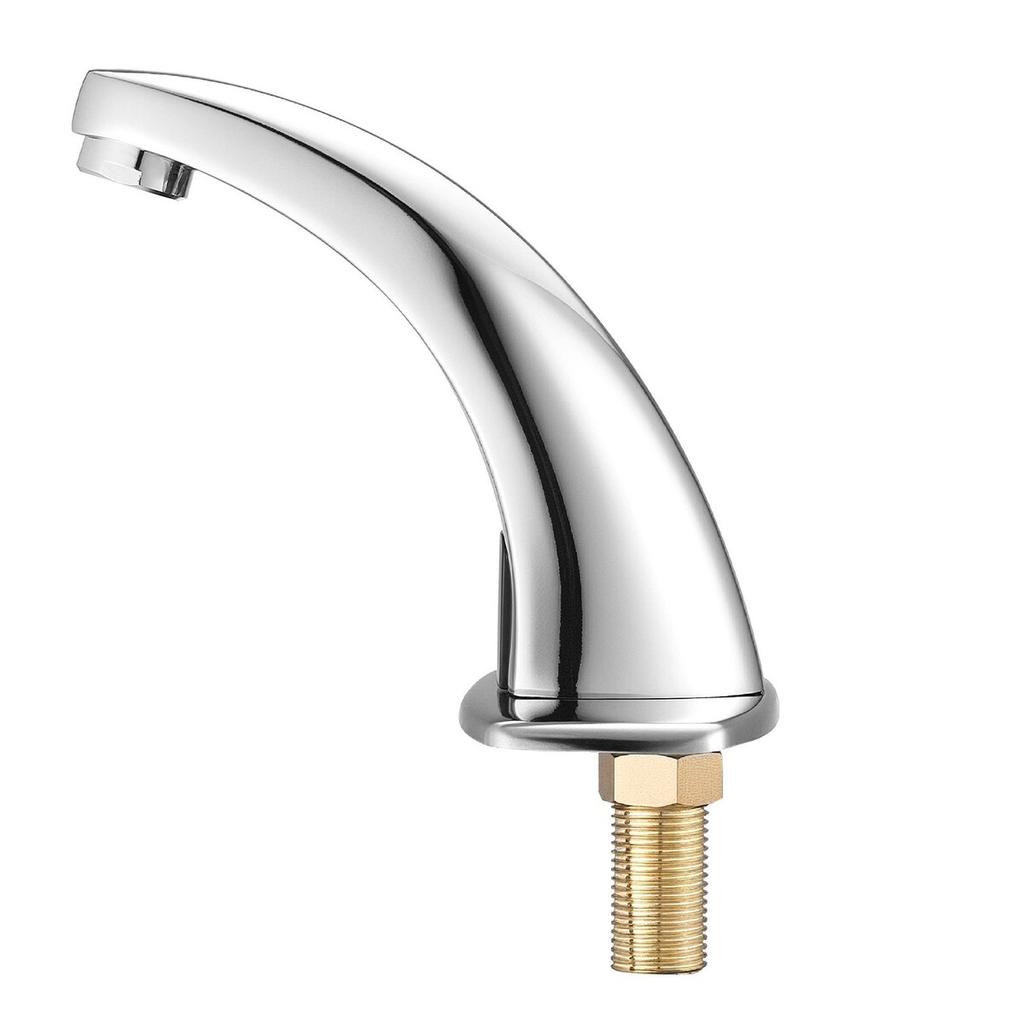 Touchless Bathroom Sink Faucet, Automatic Motion Sensor Restroom Toilet Faucet Cold Water with Hole Cover Plate, Battery Operated for 9.5 mm Pipe