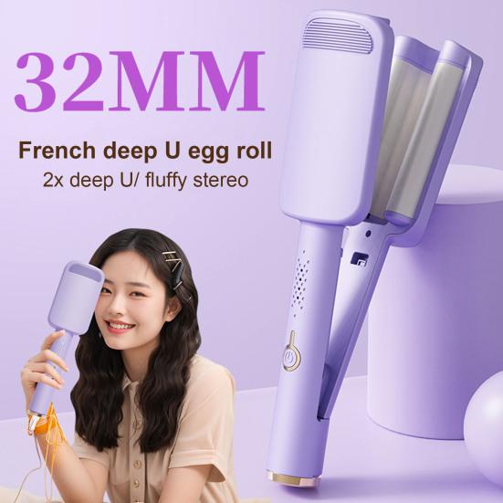 32MM V Shape Curling Iron Ceramic Big French Waves Hair Crimper Styling