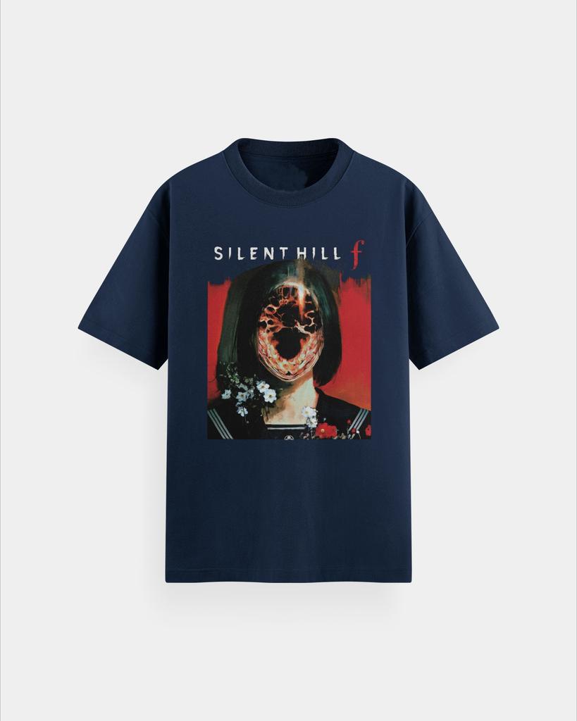 Thriller Horror Game Silent Hill F Print T-shirt Men Oversized Street Hip Hop Y2k Heavy Cotton High Quality Male Clothes Tee