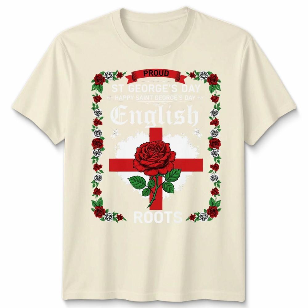 English St Georges Day Idea For Unisex Rose English Flag Tshirt