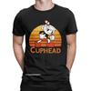 Мужские футболки Cuphead Винтажный закат Смешные из чистого хлопка Футболки с графикой Мультяшные Оверсайз Футболка Харадзюку Альтернативная одежда