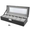 Watch Box Organizer Dislpay Delicate 6 Grids Luxury Case Jewelry Display Storage Case