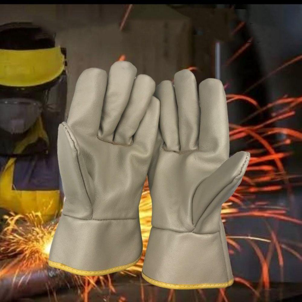 Кожаные термостойкие перчатки, огнестойкие рабочие безопасные перчатки, прочные сварочные перчатки на рабочем месте