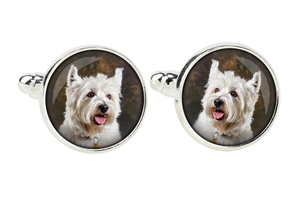 West Highland White Terrier, Westie, Westy - cufflinks and tie with your photo, a suit decoration, men's jewelry from the Art-Dog brand.