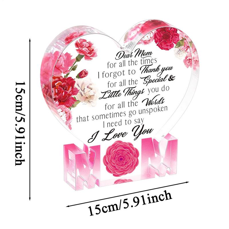 Украшения ко Дню матери Акриловая табличка в форме сердца Элегантные настольные украшения ко Дню матери для жены, мамы, бабушки, женщин
