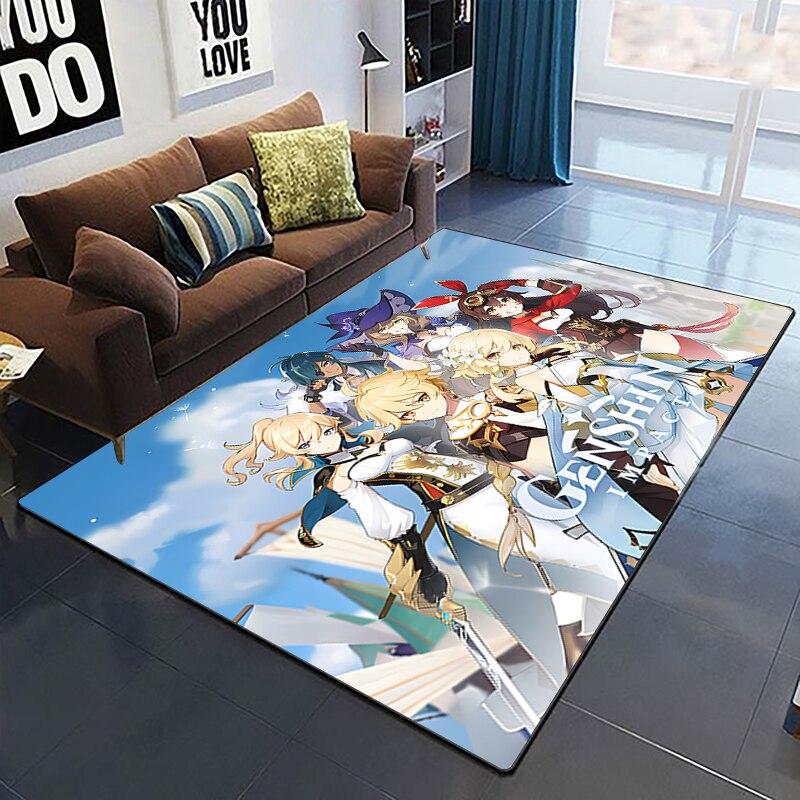 Genshin Impact Carpets Living Room Decoration Bedroom Parlor Tea Table Area Rug Mat Soft Flannel Large Rugs and Baby Gift Carpet