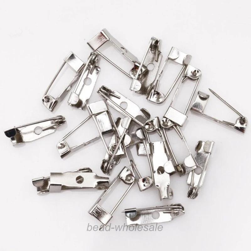 40Pcs Metal Brooch Pins Base Brooch 15/20/25/30/35/38/40mm Lock Back Safety Holder Findings for Jewelry Making Brooch DIY