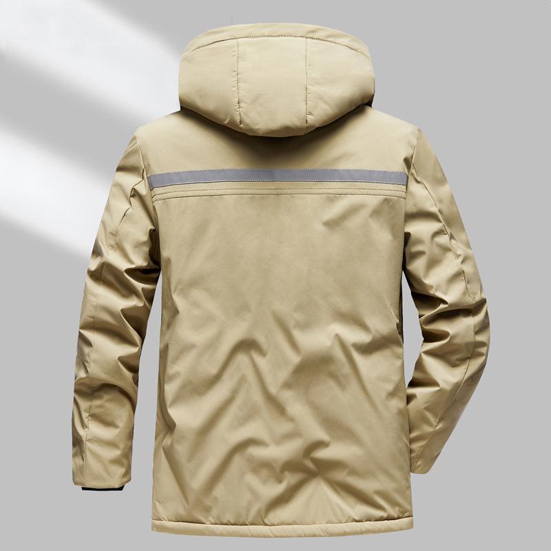 Зимняя мужская графеновая куртка средней длины с хлопковой подкладкой, мужская простая куртка с светоотражающими полосками, мужская повседневная куртка с хлопковой подкладкой