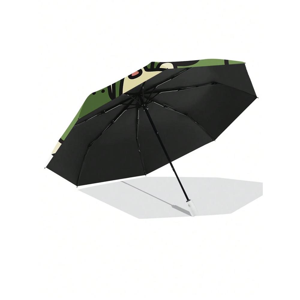 Cute Dog Pattern Fully Automatic Folding Umbrella for Rain, Sun and UV Protection Travel Umbrella 1pc