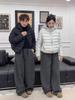 Женские брюки 2026 года, европейские, в полоску, на флисовой подкладке, широкие, с высокой талией, до пола
