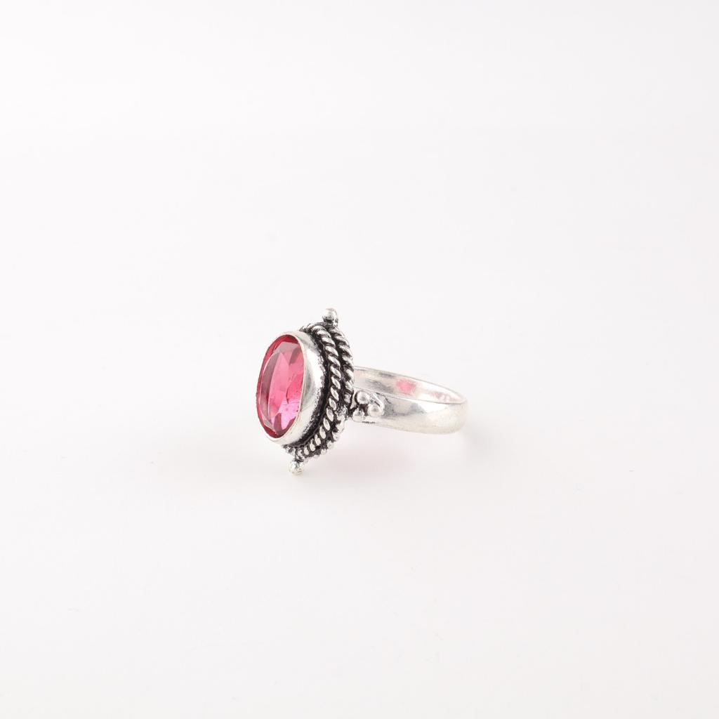 Pink Rubellite Gemstone 925 Stamped Silver Jewelry Handcrafted Ring Gift For Her RR-9-11