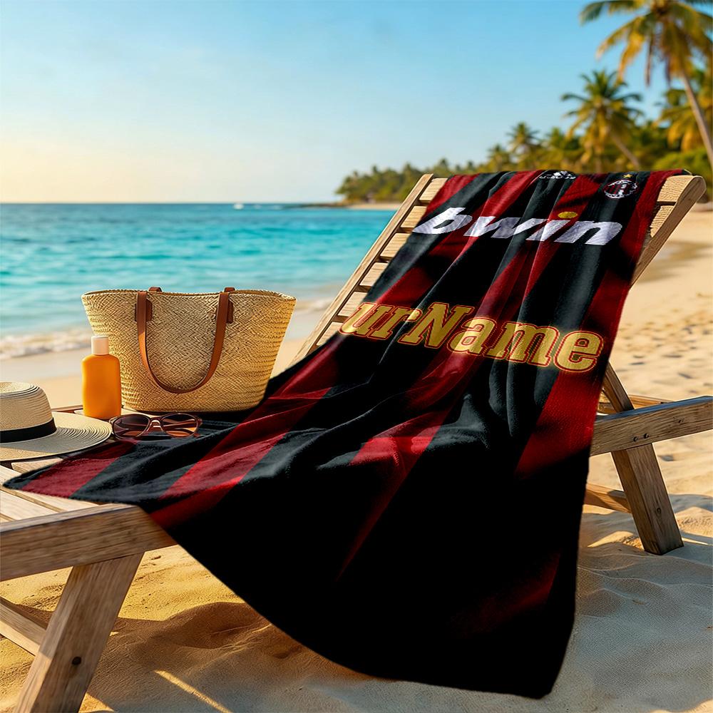 Ac Milan Customized Name Beach Towel Super Soft & Absorbent Suitable for Sports Travel Swimming Yoga Bathroom Beach And Pool