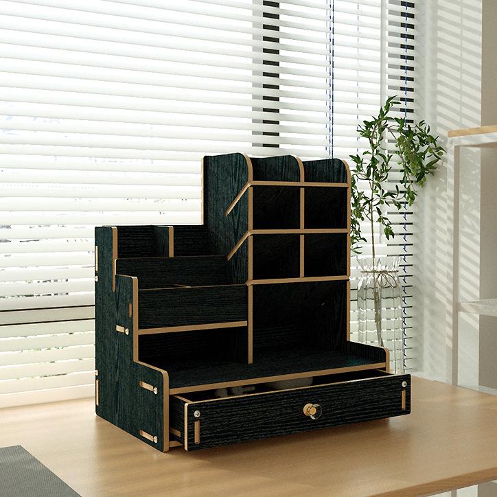 Модная деревянная коробка для документов большого размера в скандинавском стиле с отделениями и настольным держателем для ручек