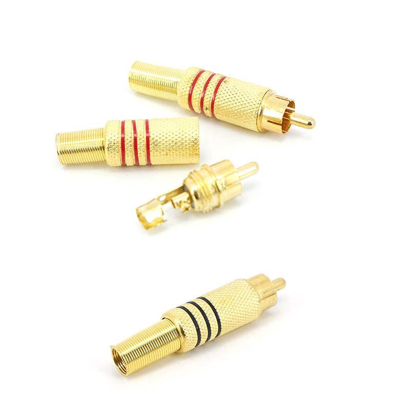 Позолоченный пружинный RCA Phono штекер Пайка Аудио штекер Видео кабель Адаптер Разъем Отлично подходит для Аудио колонок