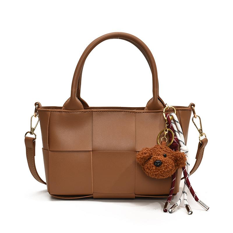 IELGY Woven Style Portable Bucket Bag Simple Commuter Messenger Bag