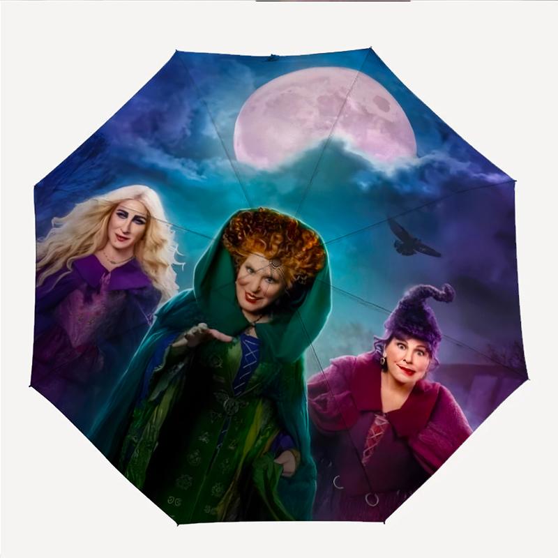 Hocus Pocus Fashionable Automatic Opening/Closing Folding Umbrella. Portable and Foldable, Ideal for Gift, Travel, and Daily Use.