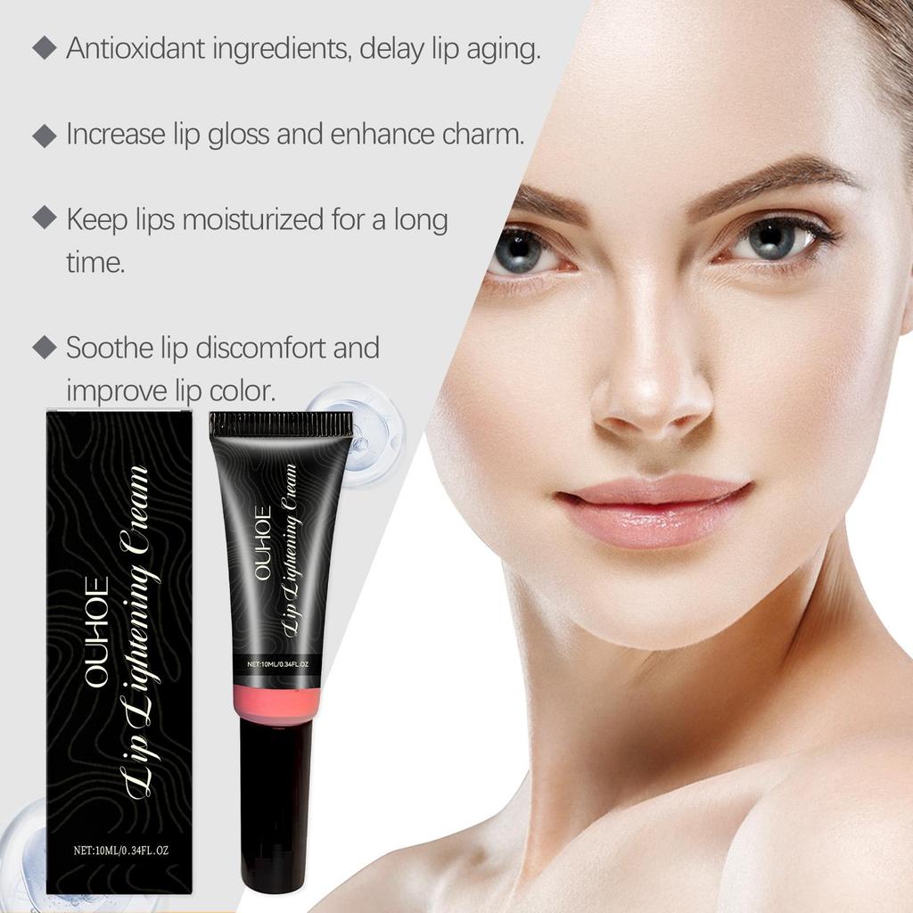 OUHOE Бальзам для осветления губ 10 мл Натуральные ингредиенты для длительного увлажнения, осветляет цвет губ и обеспечивает антиоксидантную защиту