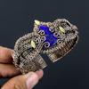 Lapis Lazuli Gemstone Handmade Copper Wire Wrap Jewelry Adjustable Bracelet For Women