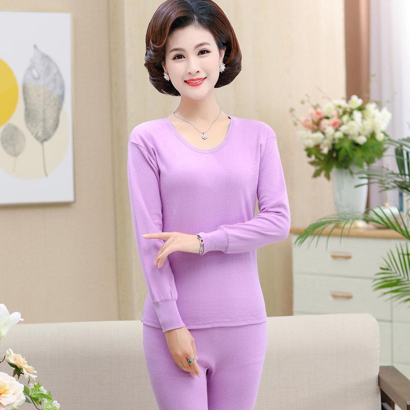 Womens Size Plus Warm Cotton Long Johns Set Autumn Grandma Style